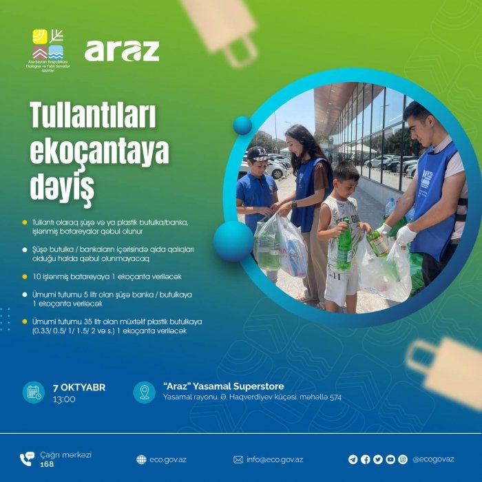 Növbəti “Tullantıları ekoçantaya dəyiş” aksiyası keçiriləcək