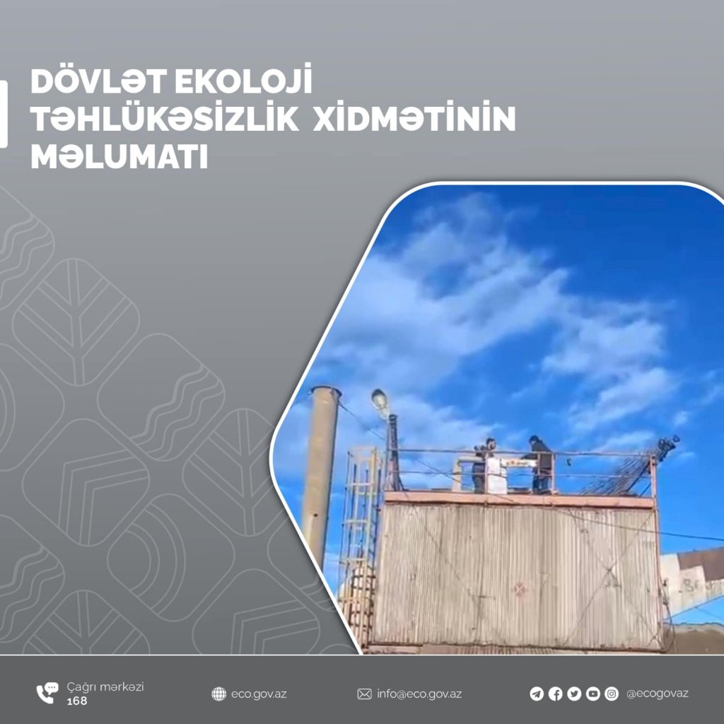 Dövlət Ekoloji Təhlükəsizlik Xidmətinin əməkdaşları asfalt zavoda akt tərtib etdi
