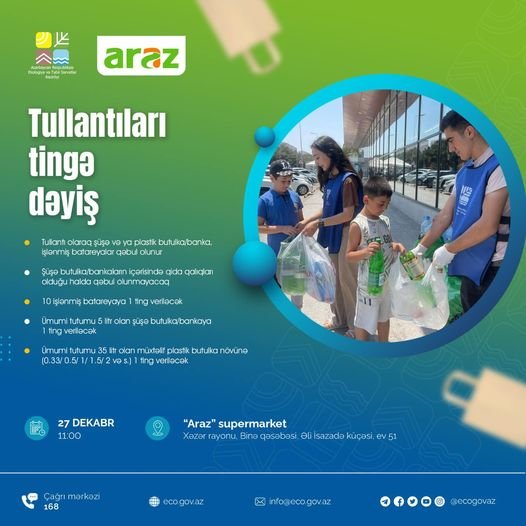 Növbəti “Tullantıları tingə dəyiş” aksiyası Binədə keçiriləcək