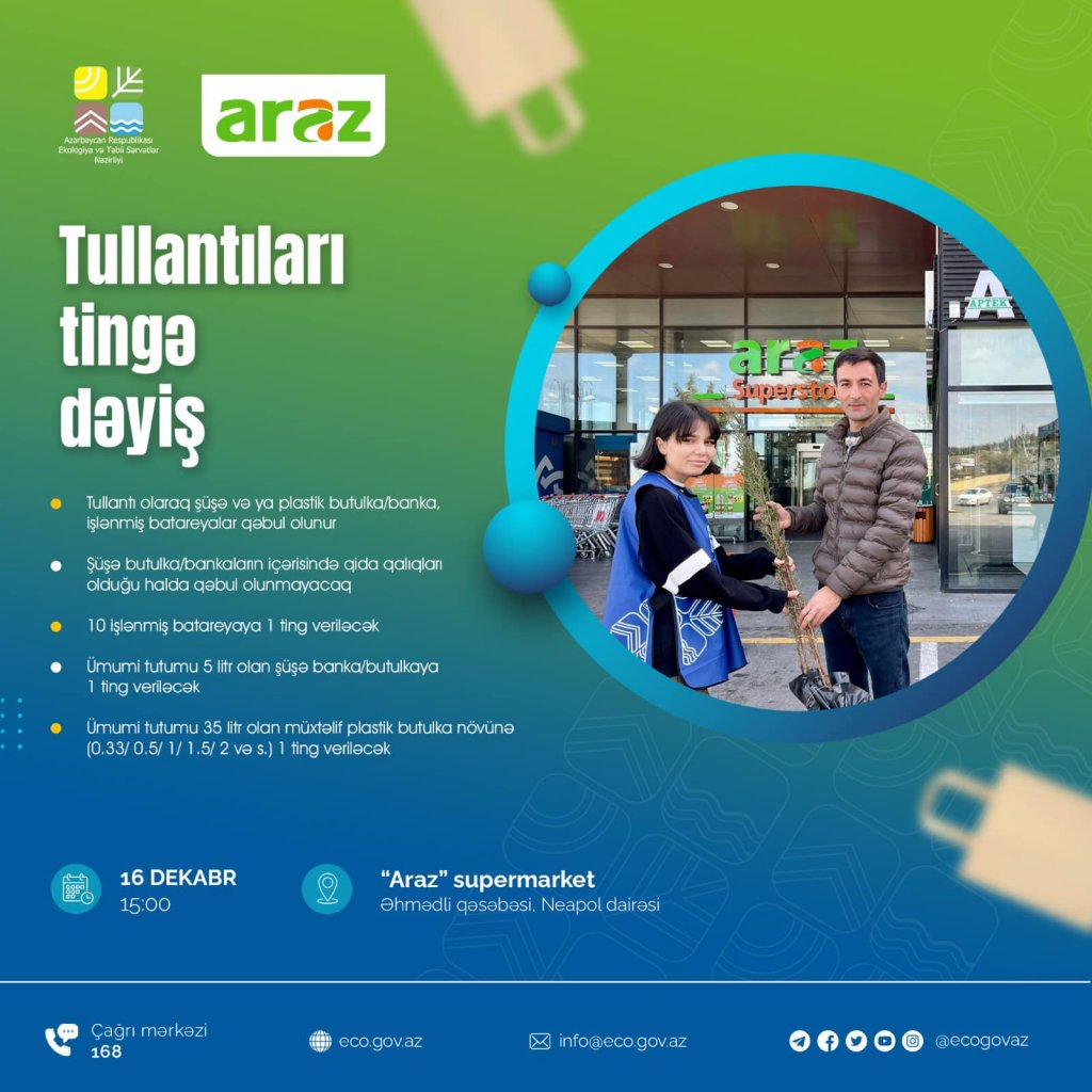 Növbəti “Tullantıları tingə dəyiş” aksiyası keçiriləcək