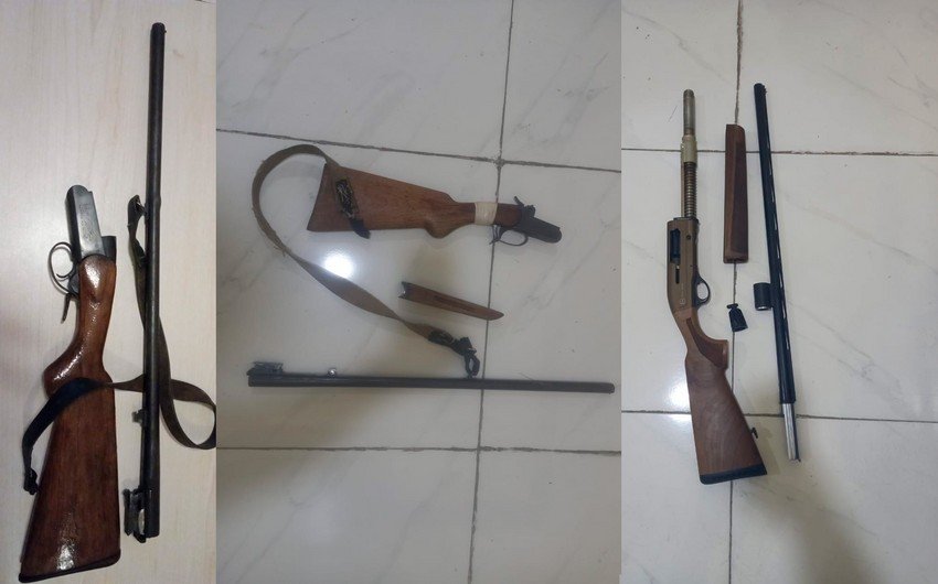 Zaqatala və Göyçay rayon sakinləri qanunsuz saxlanan ov silahlarını polisə könüllü təhvil veriblər