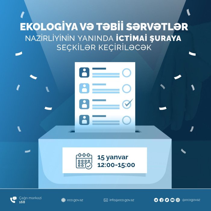 Ekologiya və Təbii Sərvətlər Nazirliyinin yanında İctimai Şuraya seçkilər keçiriləcək -SİYAHI