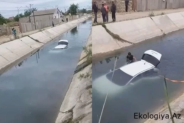 Saray qəsəbəsində qorxunc HADİSƏ: Avtomobil su kanalına düşüb