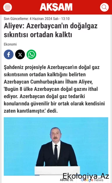 Prezident İlham Əliyevin Bakı Enerji Həftəsinin açılış mərasimindəki çıxışı xarici mediada geniş işıqlandırılıb