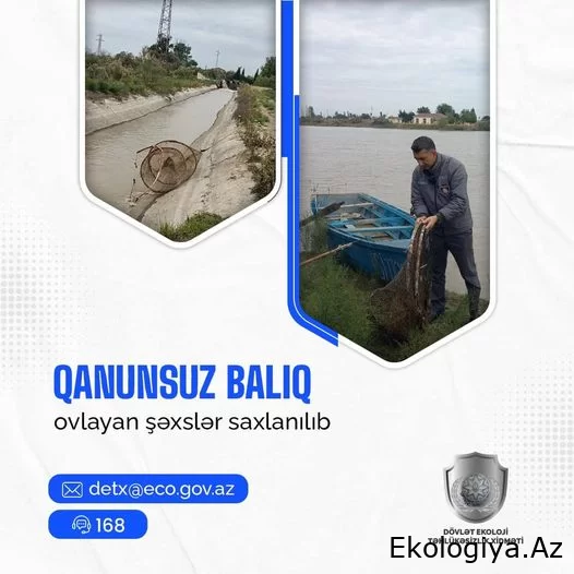 Su hövzəsində qanunsuz balıq və digər su bioresursları ovlayan şəxslər saxlanılıb