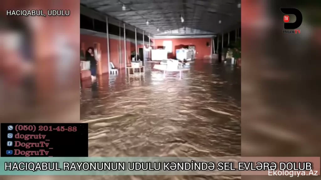 Hacıqabulun Udulu kəndində evləri sel basdı - VİDEO