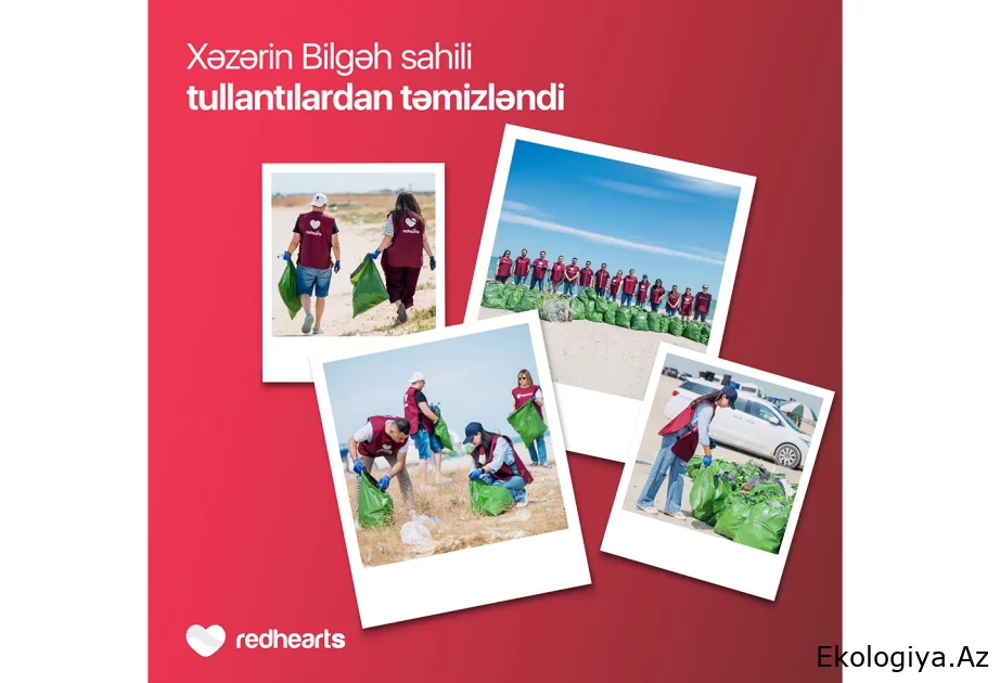 Xəzərin Bilgəh sahili “Qırmızı Ürəklər” könüllülərinin iştirakı ilə tullantılardan təmizlənib