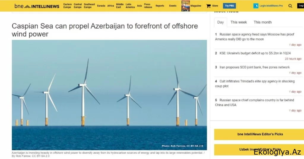 “BNE Intellinews”: Azərbaycan dəniz külək enerjisi üzrə liderə çevrilə bilər