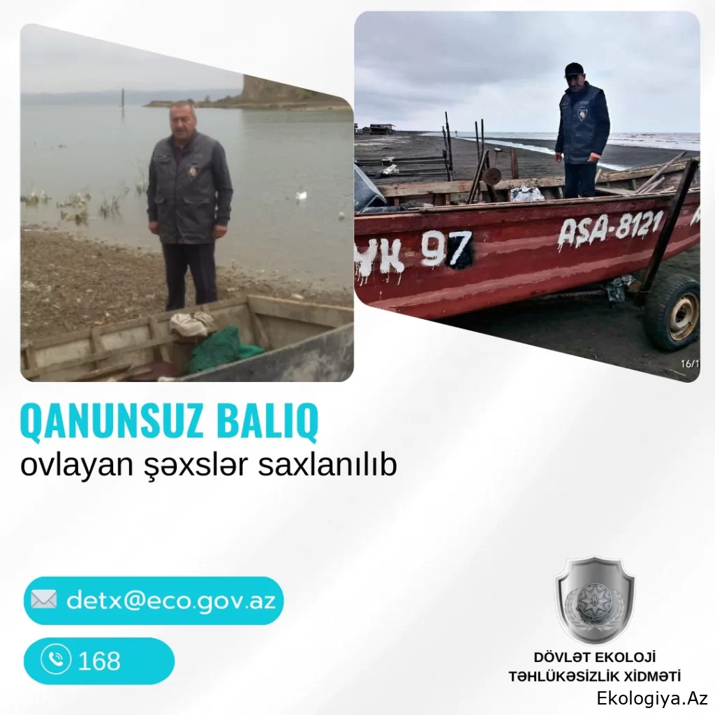 Mingəçevir su anbarında qanunsuz balıq ovlayan şəxslər saxlanılıb
