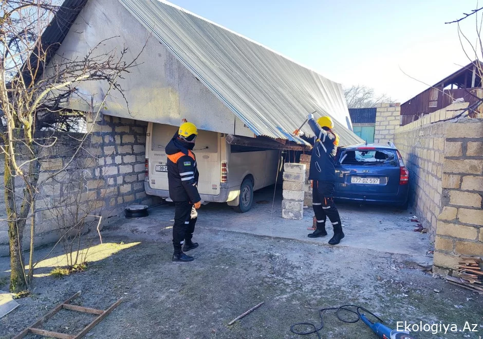 Qəbələdə güclü külək talvarı maşınların üzərinə aşırdı