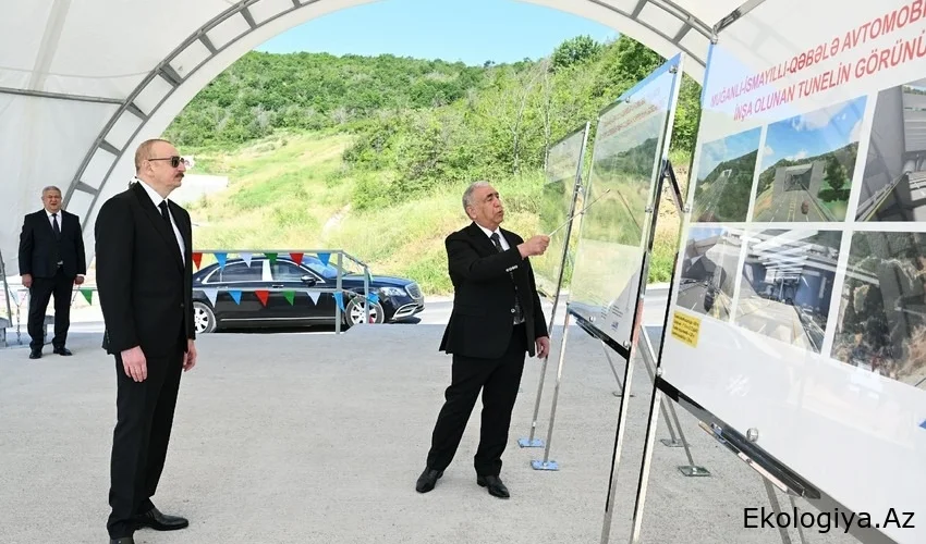 İlham Əliyev Bakı-Qəbələ avtomobil yolunun Muğanlı-İsmayıllı-Qəbələ hissəsində görülən işlərlə tanış olub - YENİLƏNİB