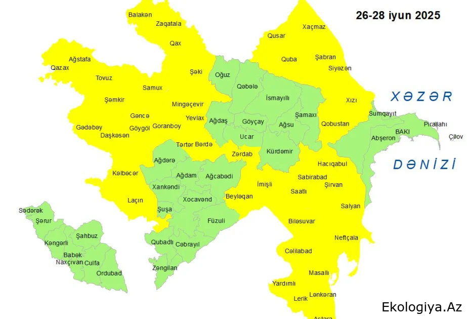 Küləkli hava şəraiti ilə bağlı sarı xəbərdarlıq verilib
