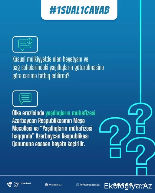 Yaşıllıqların mühafizəsi Azərbaycan Respublikası Qanununa əsasən həyata keçirilir