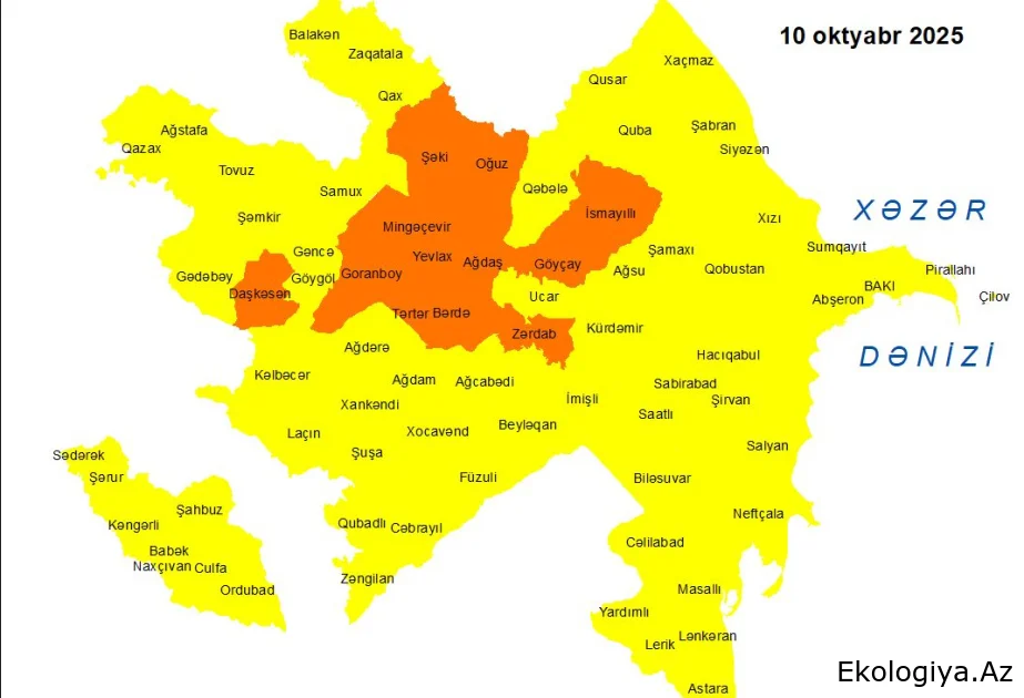Küləkli hava şəraiti ilə bağlı sarı və narıncı xəbərdarlıq edilib