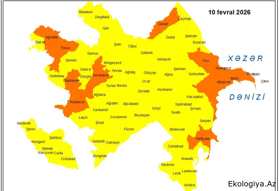 Küləkli hava şəraiti ilə bağlı sarı və narıncı xəbərdarlıq verilib