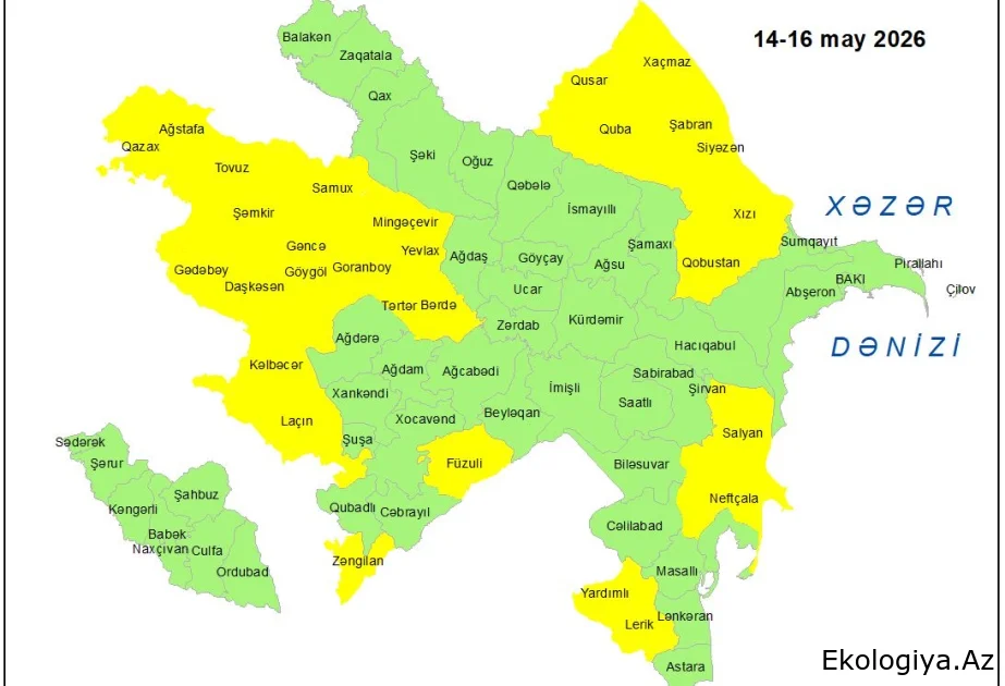 Küləkli hava şəraiti ilə bağlı sarı xəbərdarlıq verilib