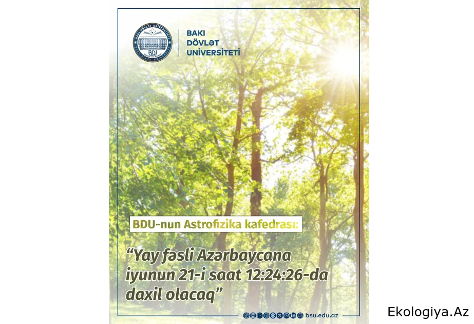 Azərbaycana yay fəslinin daxil olacağı vaxt açıqlandı