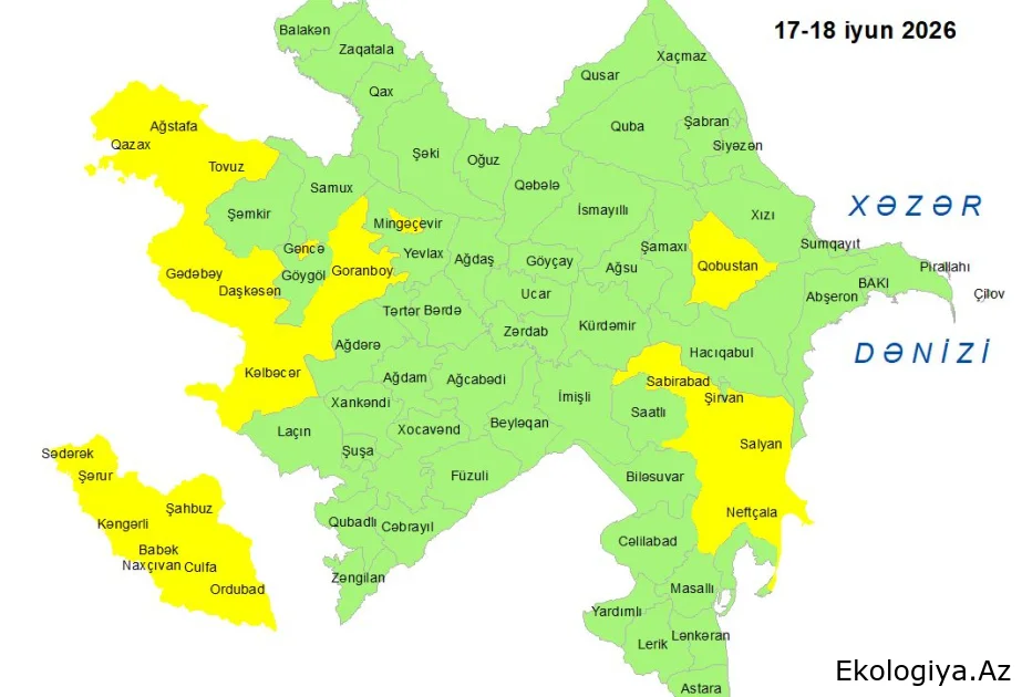 Küləkli hava şəraiti ilə bağlı sarı xəbərdarlıq verilib
