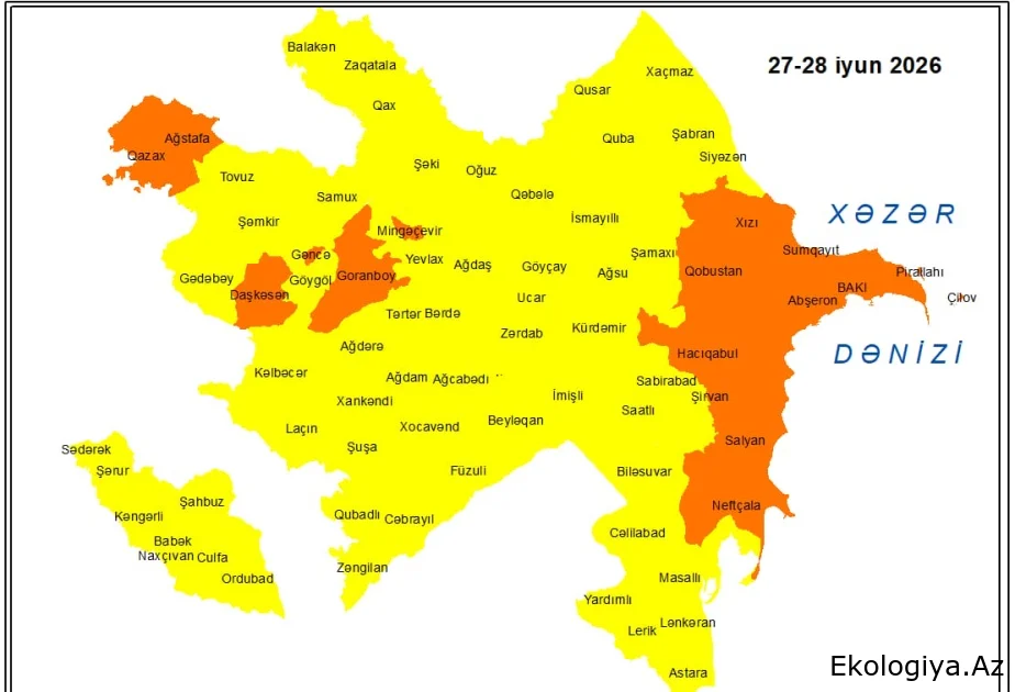 Küləkli hava şəraiti ilə bağlı sarı və narıncı xəbərdarlıq verilib