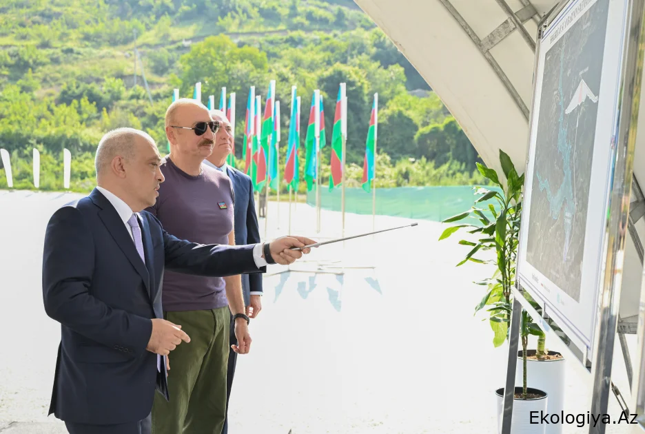 Prezident İlham Əliyev Laçında “Həkəriçay” su anbarının təməlini qoyub - FOTO