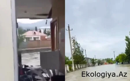 Zaqatalada təbii fəlakət - Poçt binasını sel apardı, Meşleş kəndi ilə əlaqə kəsildi/Video
